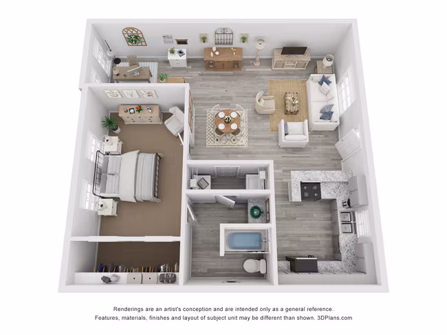 1x1G Luxury Rehab 800 sq ft 3119 floor plan